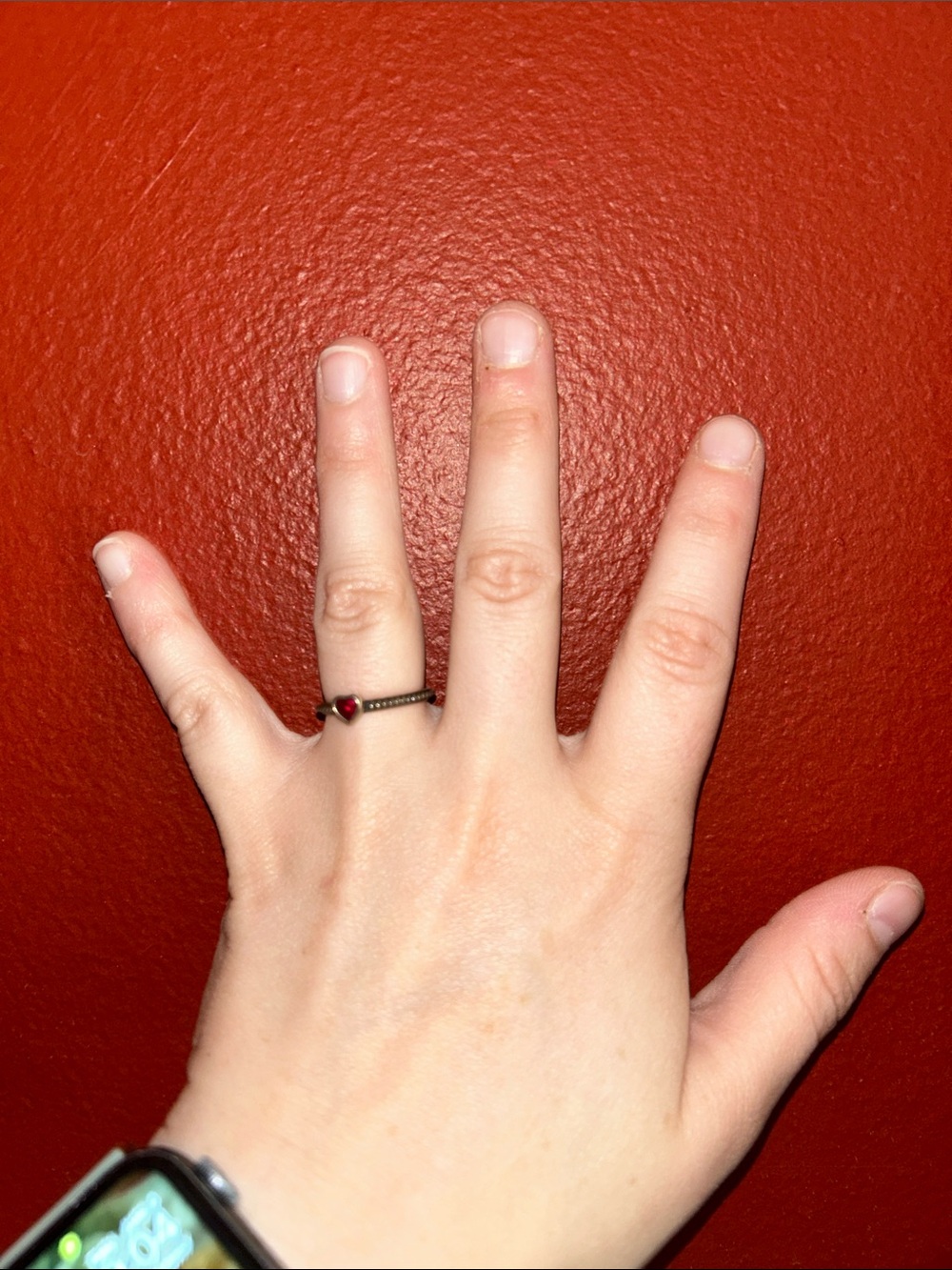 Pandora Silver Ring with Red Heart Stone